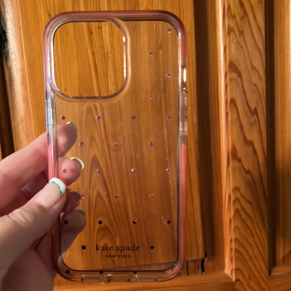 Kate Spade Hardshell iPhone Case in Ombré Pink Dot and Clear, for iPhone 13 Pro